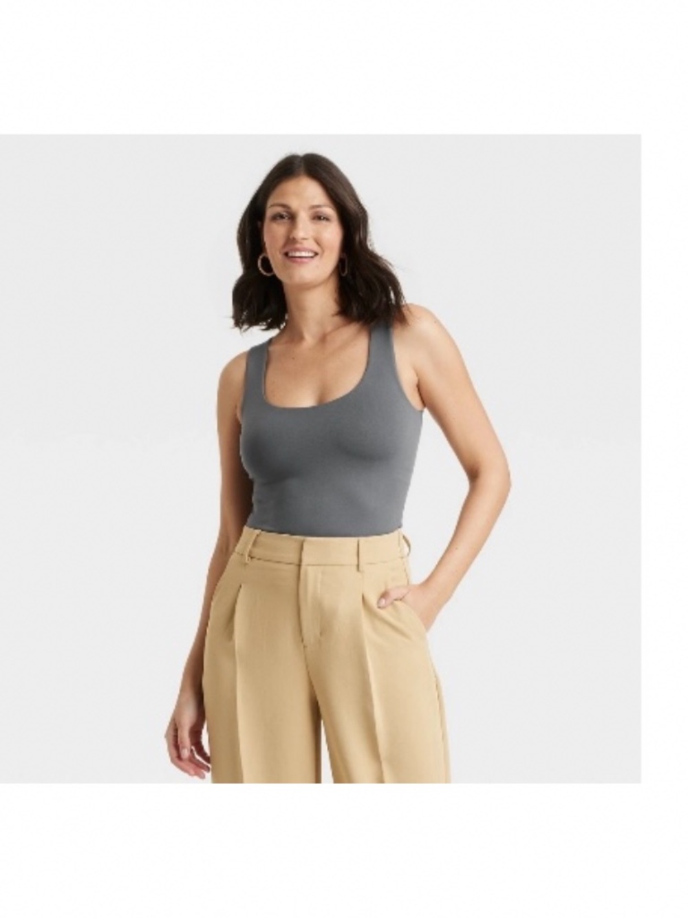 Women’s Slim Fit Seamless Tank Top - a New Day Gray S